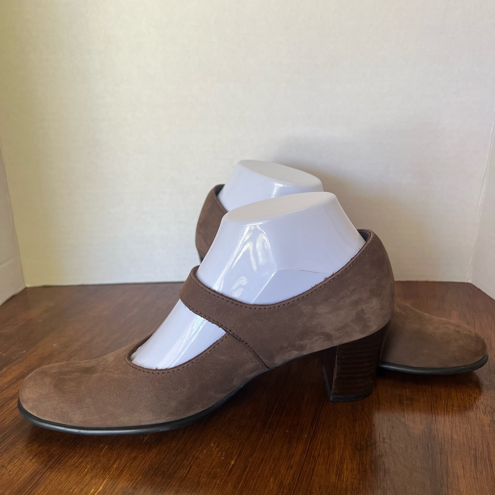 Arche Brown Nubuck Mary Jane Block Heels Women’s EU 38 US 7 Comfort Strap Pump - Picture 4 of 14